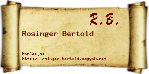 Rosinger Bertold névjegykártya